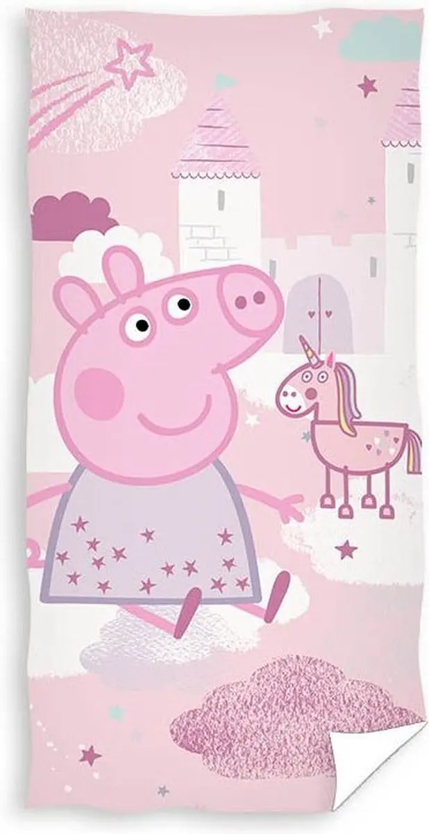Peppa Pig handdoek roze 70 x 140 cm katoen
