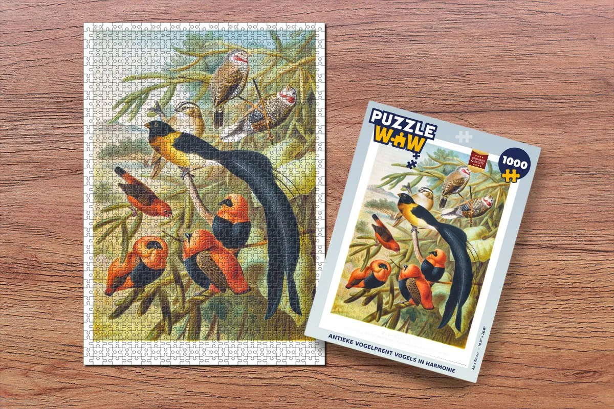 PuzzleWow Antieke Vogelprent Legpuzzel 1000 Stuks - Multicolor