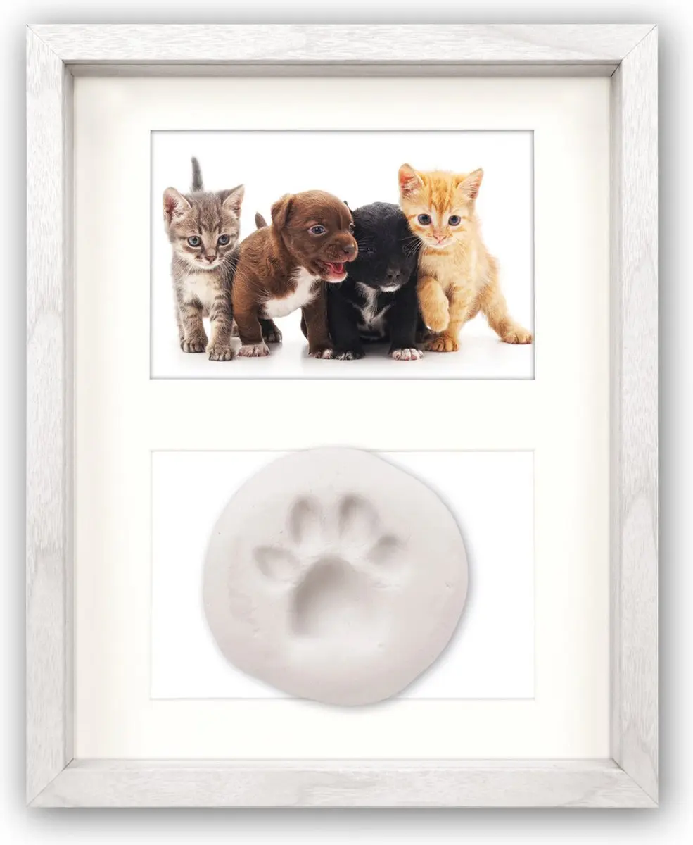 Houten fotolijstje met pootafdruk kit geschikt voor een foto van 10 x 15 cm