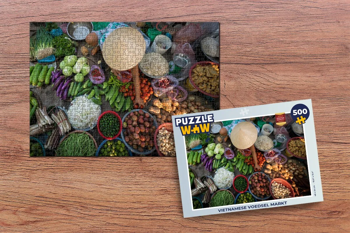 PuzzleWow Vietnamese Voedsel Markt Legpuzzel 500 Stuks - Multicolor