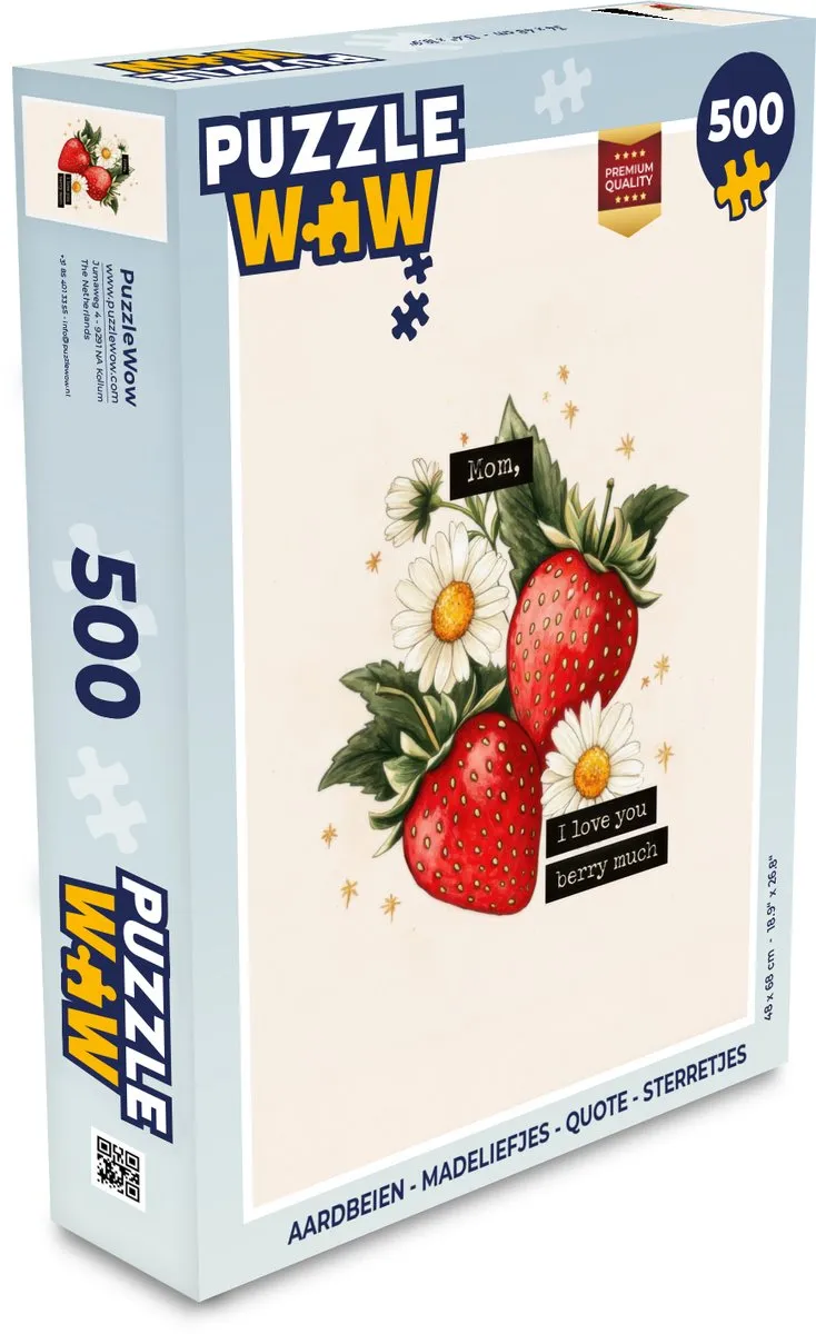 PuzzleWow Legpuzzel 500 Stuks - Aardbeien/Madeliefjes