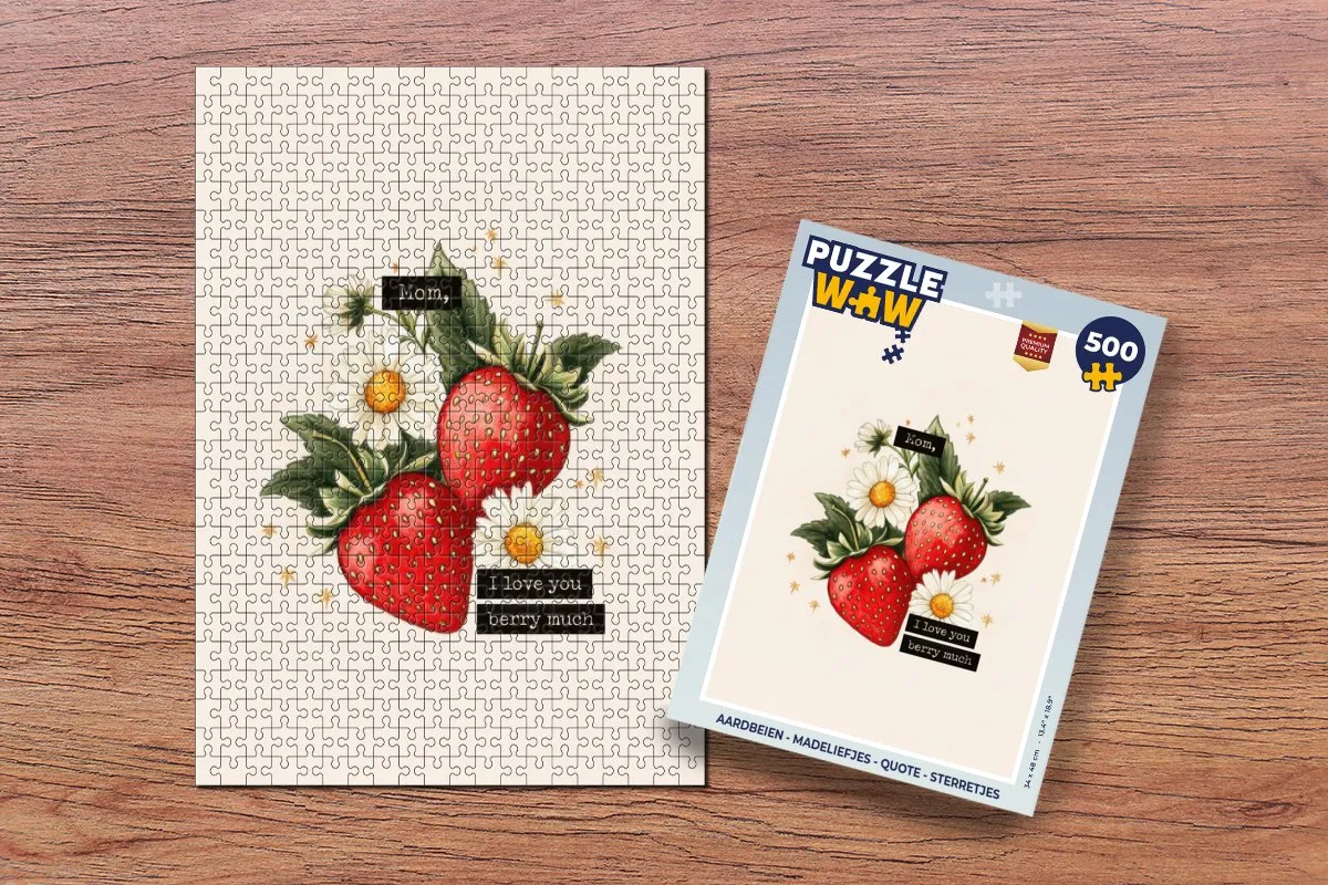 PuzzleWow Legpuzzel 500 Stuks - Aardbeien/Madeliefjes