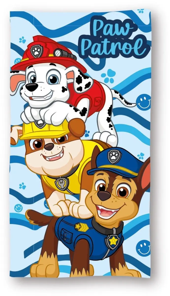 Paw Patrol Blue Wave badhanddoek, strandhanddoek 70x140cm (Snel Drogen)