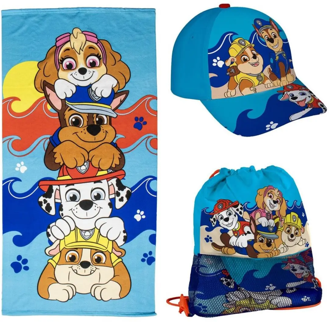 Strandhanddoek The Paw Patrol Blauw 20 x 35 x 4 cm 3 Onderdelen