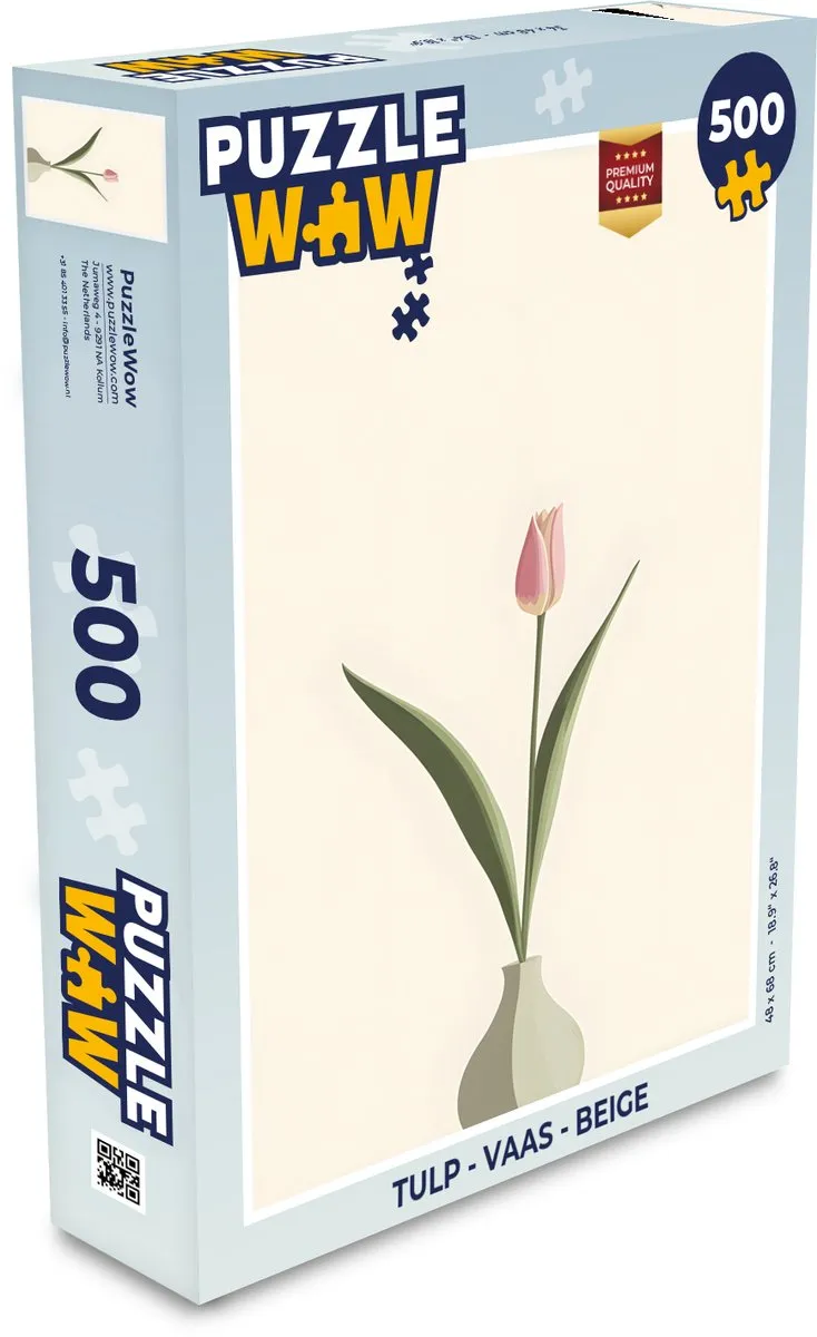 PuzzleWow Tulp Vaas Legpuzzel 500 Stuks - Beige