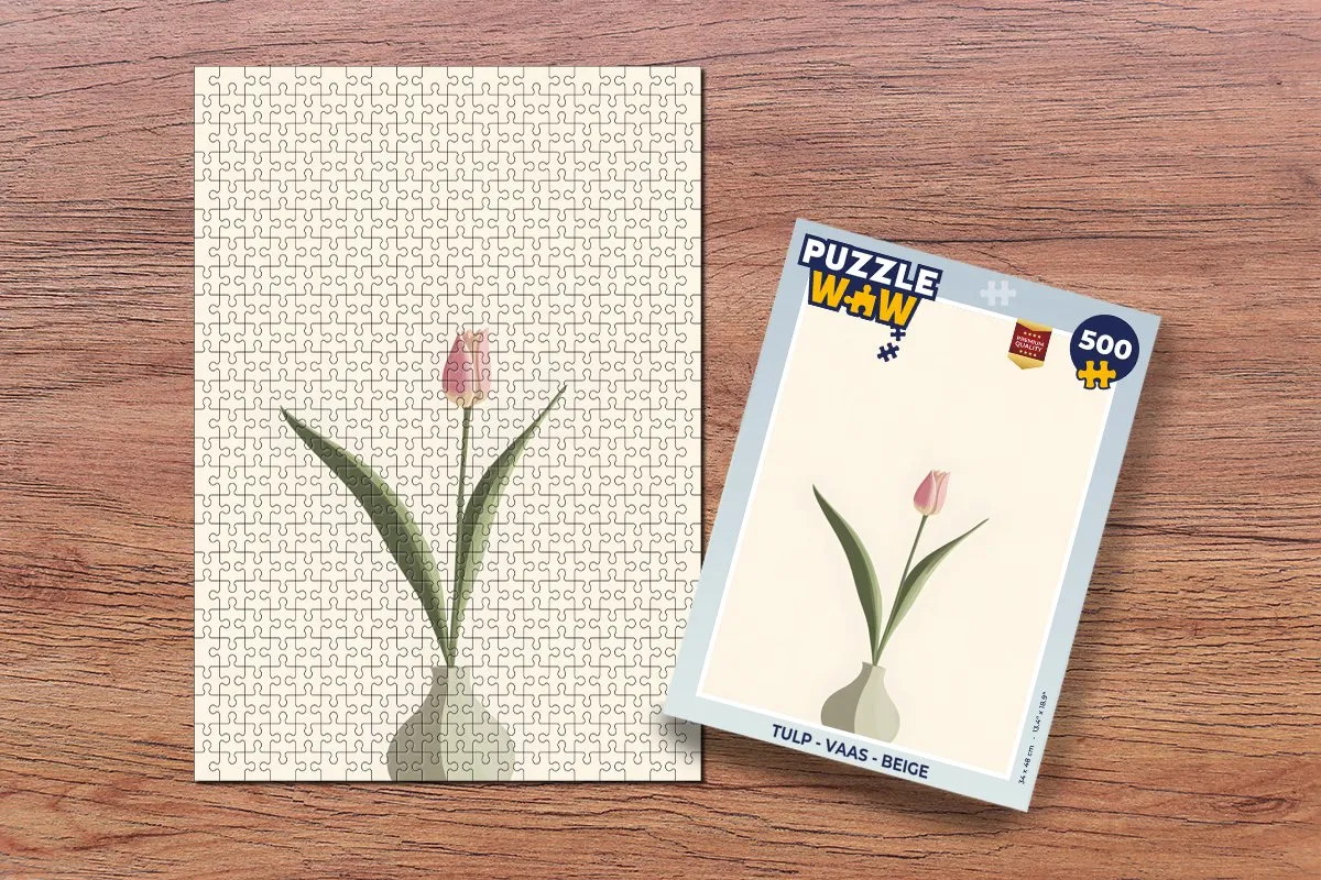 PuzzleWow Tulp Vaas Legpuzzel 500 Stuks - Beige