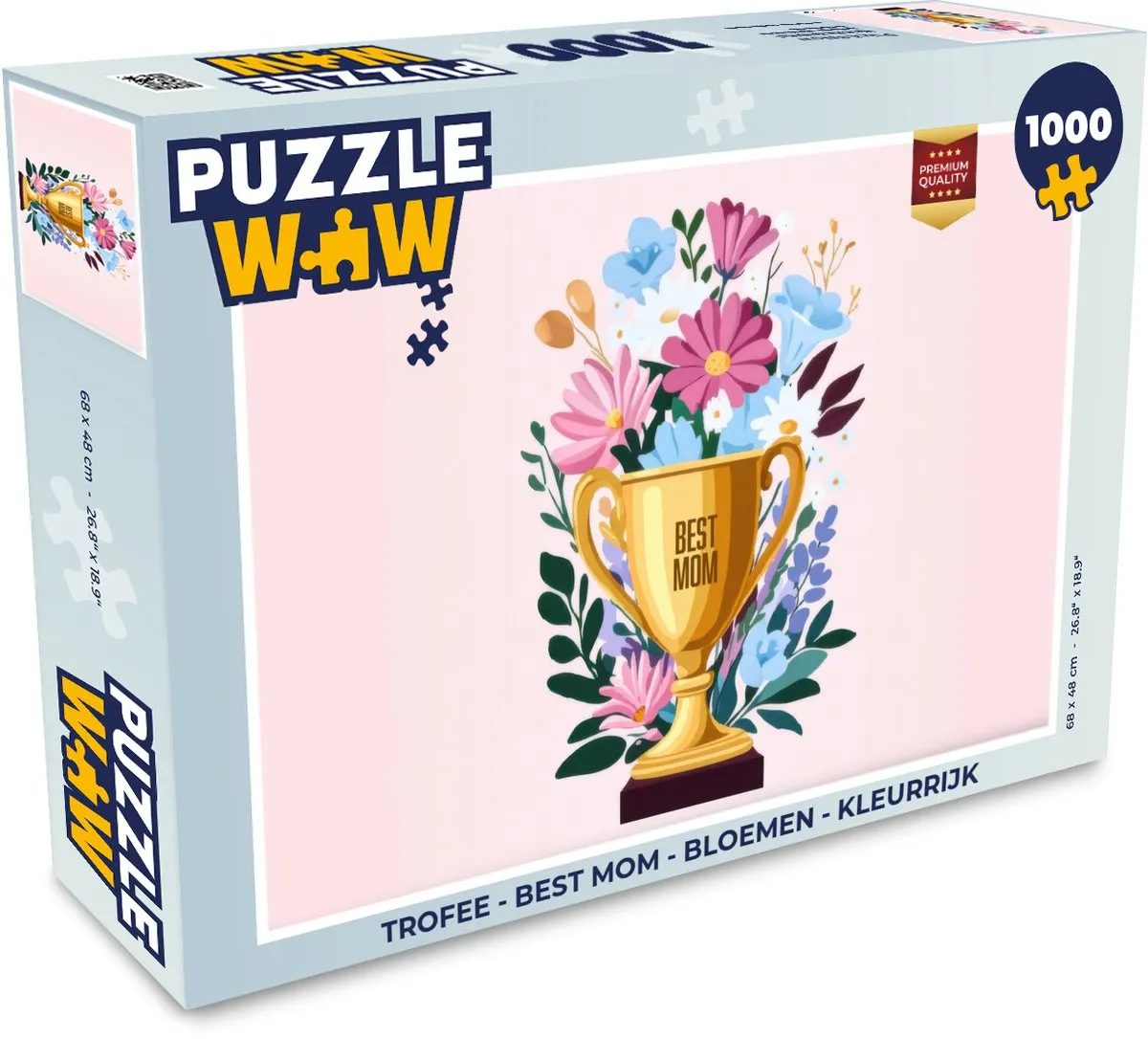 PuzzleWow Trofee - Best Mom Legpuzzel 1000 Stuks - Bloemen & Tekst