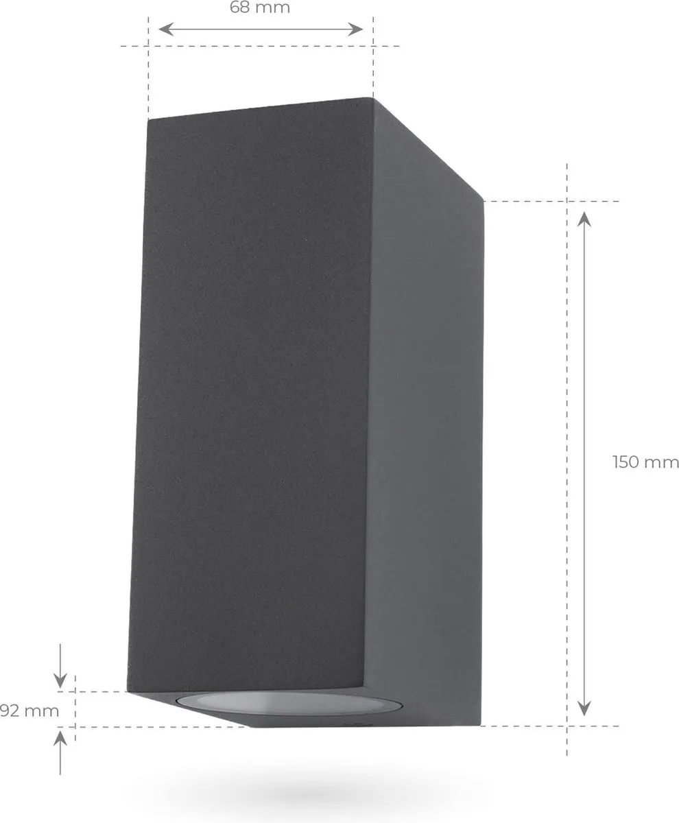 LEDVION Wandlamp Dimbaar 2x GU10 2700K - Antraciet