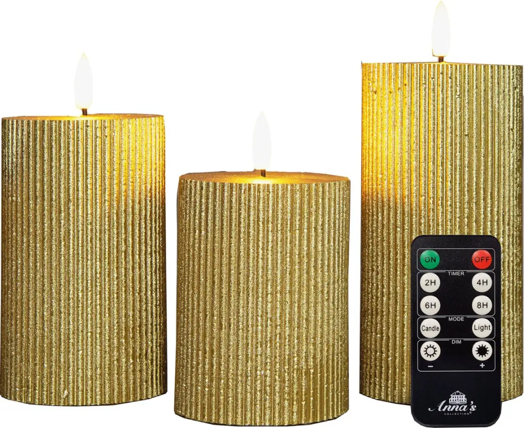 Anna's Collection LED Stompkaarsen 3x