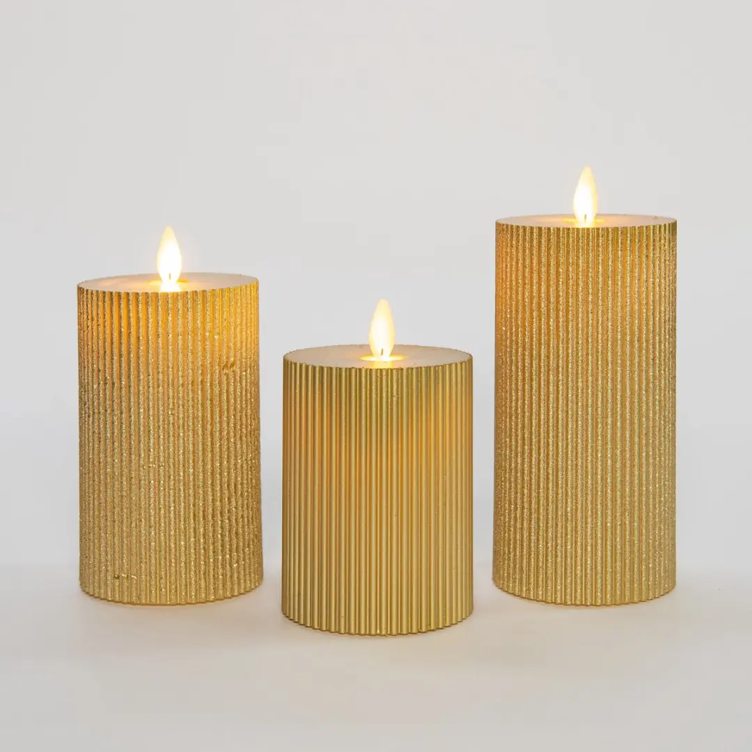 Anna's Collection LED Stompkaarsen 3x - Goud - 7,5 cm - afbeelding 6 van 6