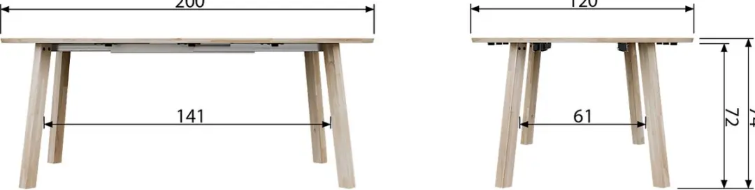 WOOOD Lange Jan Uitschuifbare Eettafel 120-200cm - Eiken - Zwart - afbeelding 2 van 6