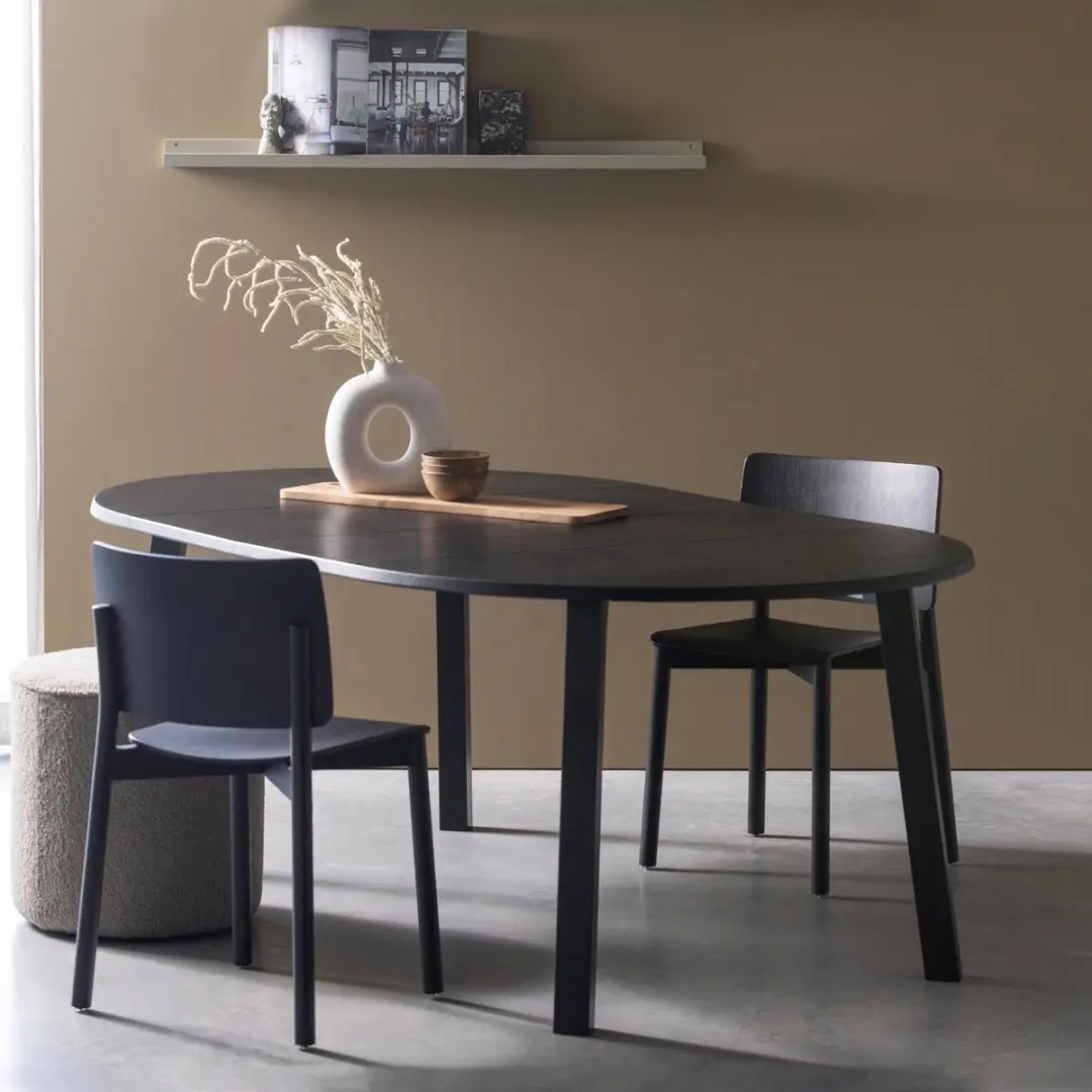 WOOOD Lange Jan Uitschuifbare Eettafel 120-200cm - Eiken - Zwart - afbeelding 5 van 6