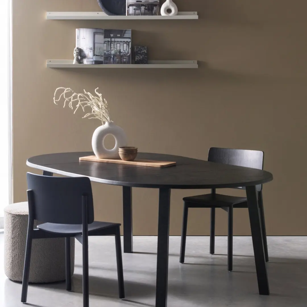 WOOOD Lange Jan Uitschuifbare Eettafel 120-200cm - Eiken - Zwart - afbeelding 4 van 6