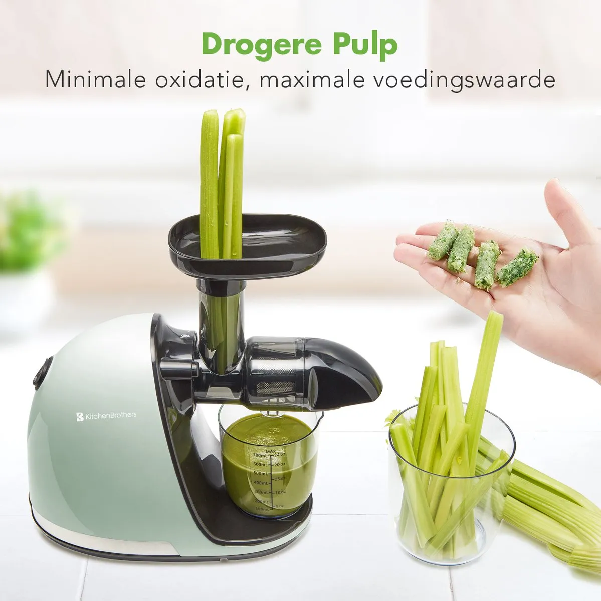 KitchenBrothers KB737 Slowjuicer 700ml - Pastel Groen