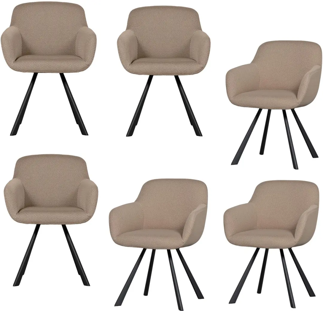 WOOOD Juno Eetkamerstoelen - Mesh - Naturel - Set van 6