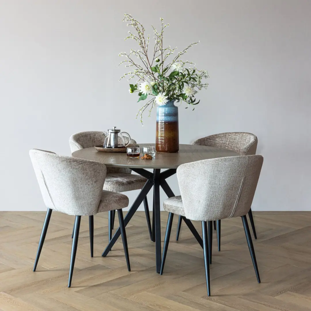 WOOOD Luse Eetkamerstoel - Velvet Beige - Set van 2 - afbeelding 4 van 6