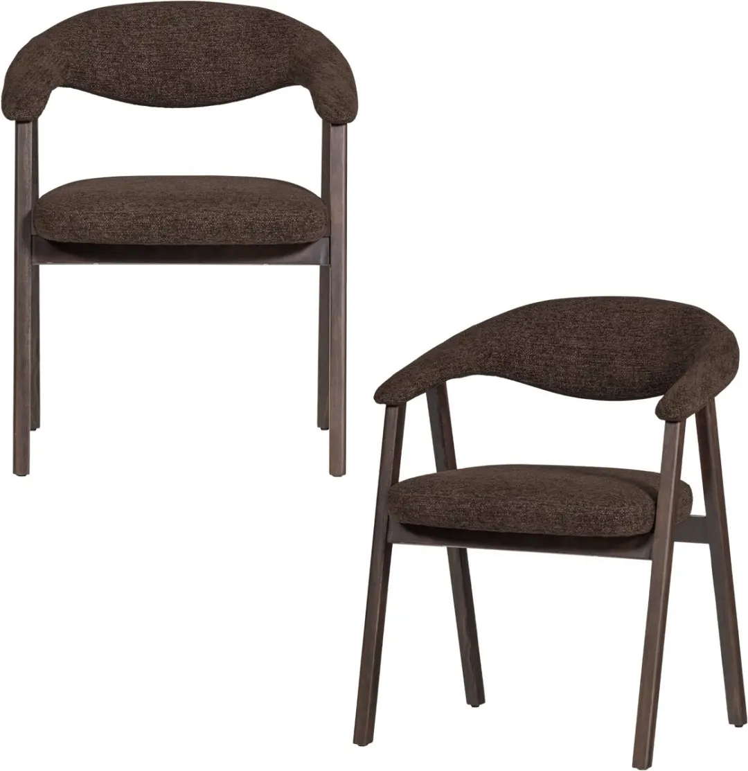 WOOOD Avar Eetkamerstoel - Set van 2 - Bruin