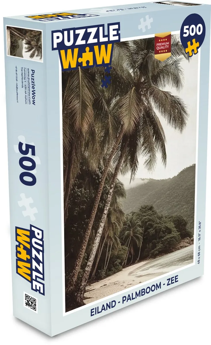 PuzzleWow Legpuzzel Eiland - Palmboom - 500 Stuks