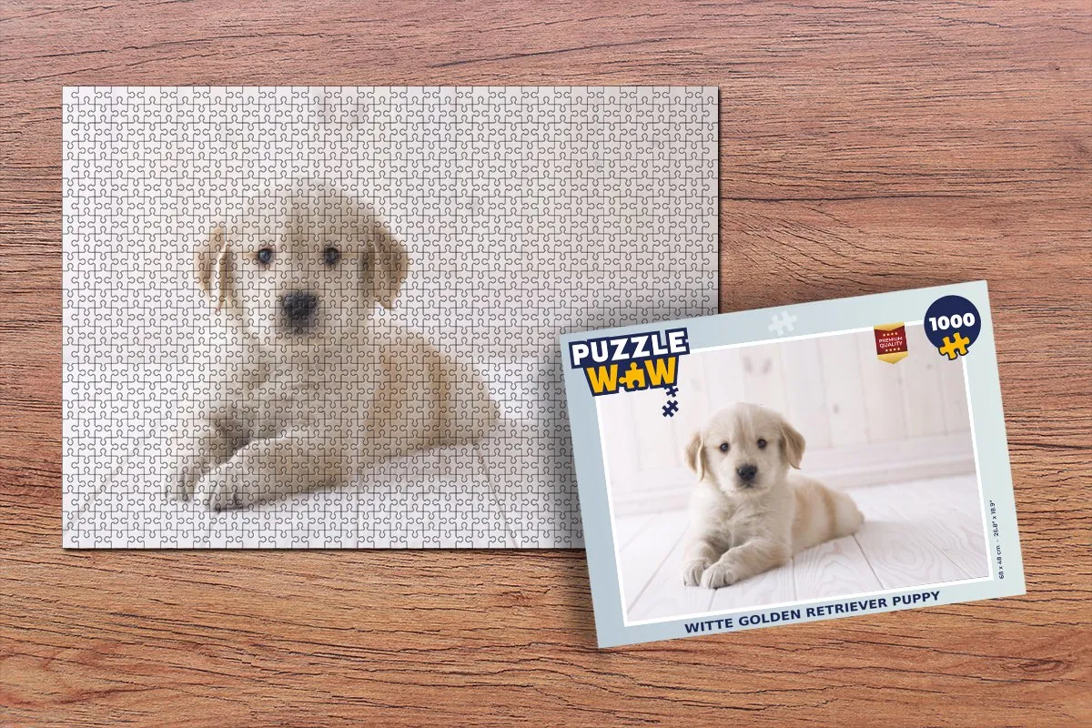 PuzzleWow Witte Golden Retriever Puppy Legpuzzel 1000 Stuks