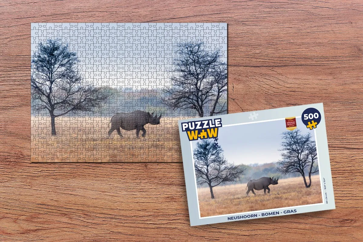 PuzzleWow Neushoorn Legpuzzel 500 Stuks - Multicolor