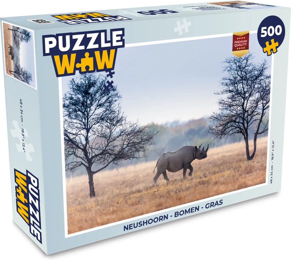 PuzzleWow Neushoorn Legpuzzel 500 Stuks - Multicolor