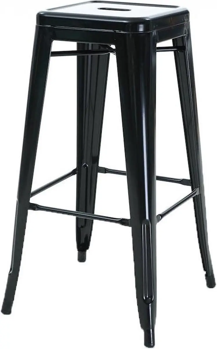Legend Metalen barkruk zwart - 77 cm hoog industrieel - stapelbaar - café