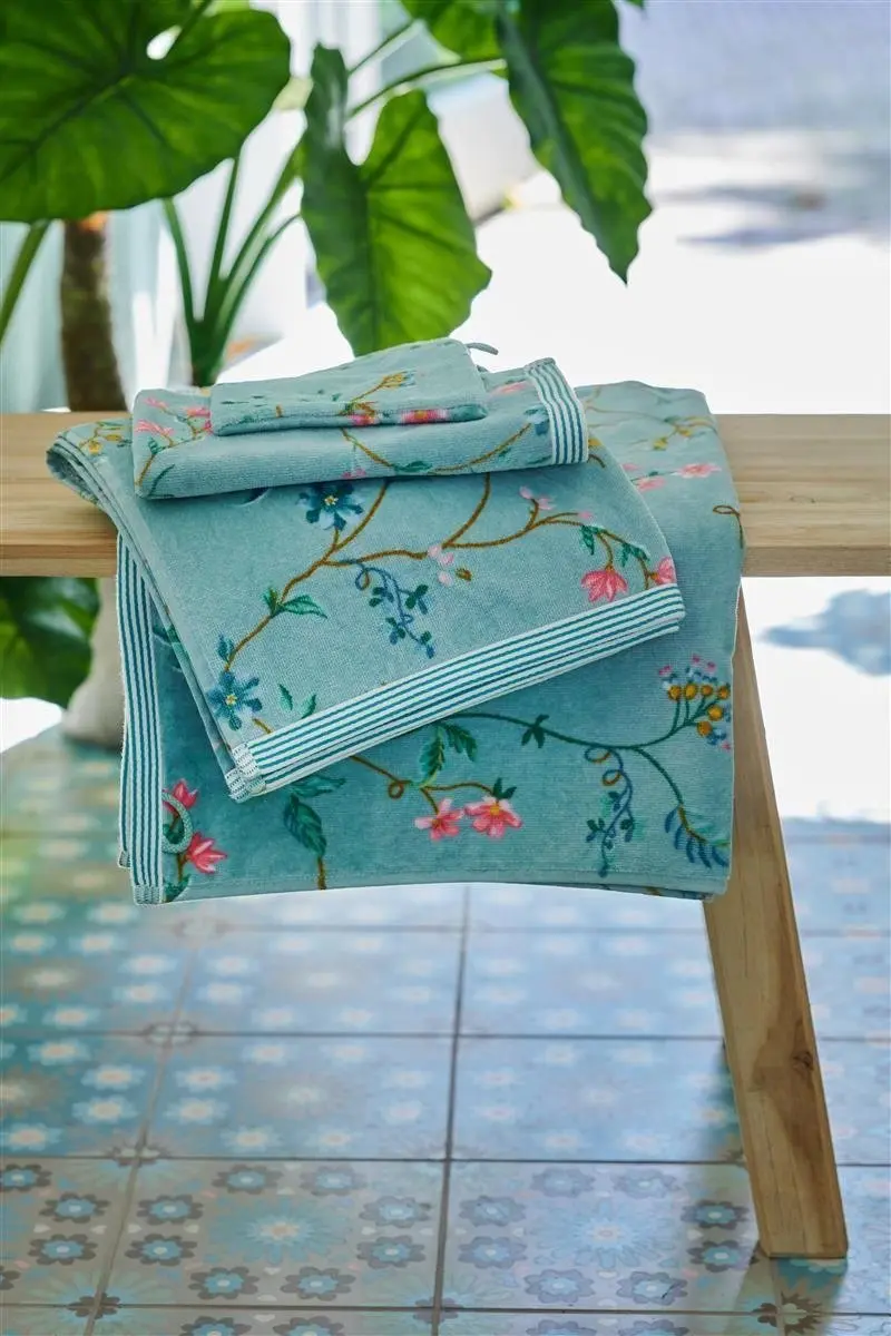 Pip Studio Les Fleurs Badhanddoek 70x140cm - Blauw - afbeelding 6 van 6