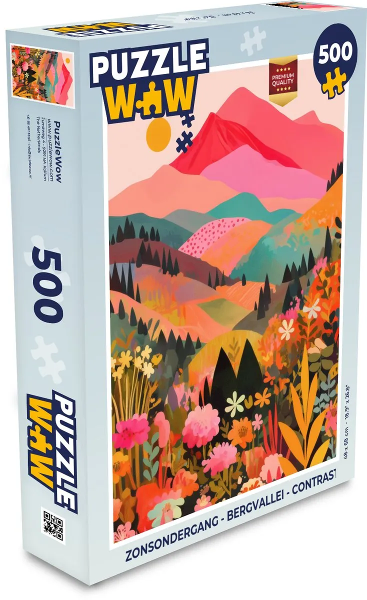 PuzzleWow Zonsondergang Bergvallei Legpuzzel 500 Stuks