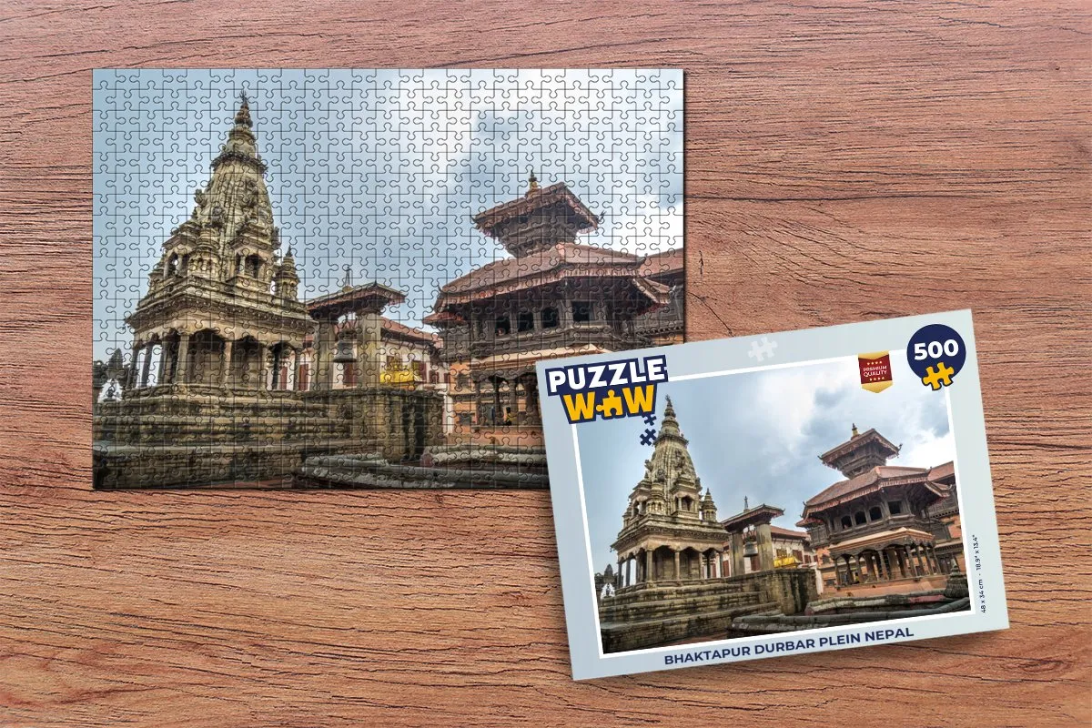 PuzzleWow Bhaktapur Durbar Plein Legpuzzel 500 Stuks - Multicolor