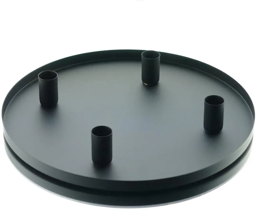 Kaemingk dienblad zwart met 4 magneet-kaarshouders Ø 30 cm metaal