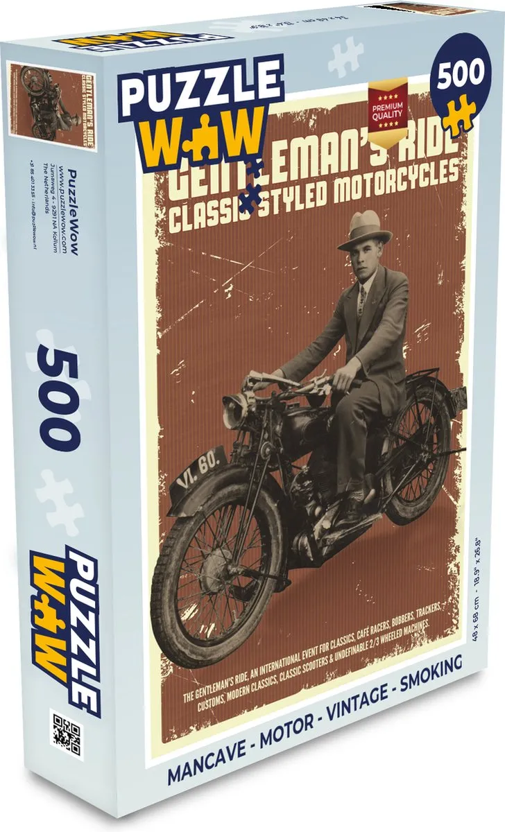 PuzzleWow Mancave Motor Vintage Legpuzzel 500 Stuks