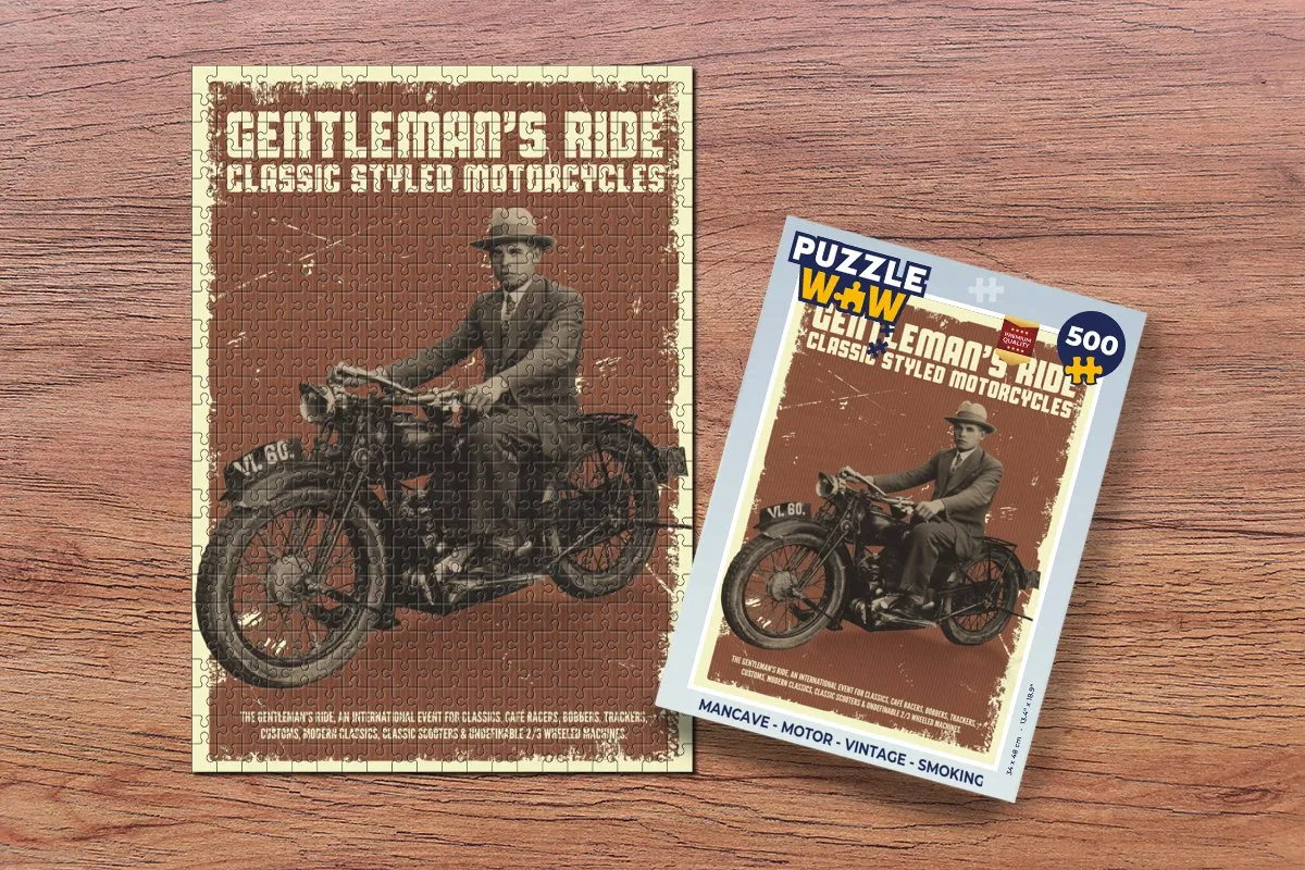 PuzzleWow Mancave Motor Vintage Legpuzzel 500 Stuks - Multicolor