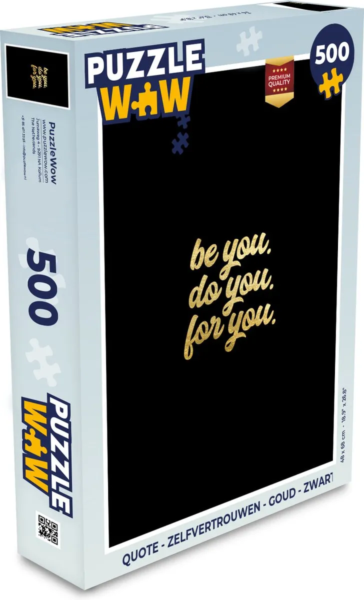 PuzzleWow Quote Zelfvertrouwen Legpuzzel 500 Stuks - Goud/Zwart