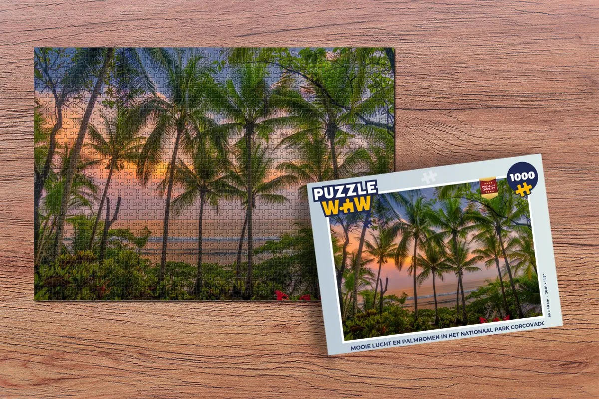 PuzzleWow Legpuzzel 1000 Stuks - Mooie lucht en palmbomen Nationaal Park Corcovado - Multicolor