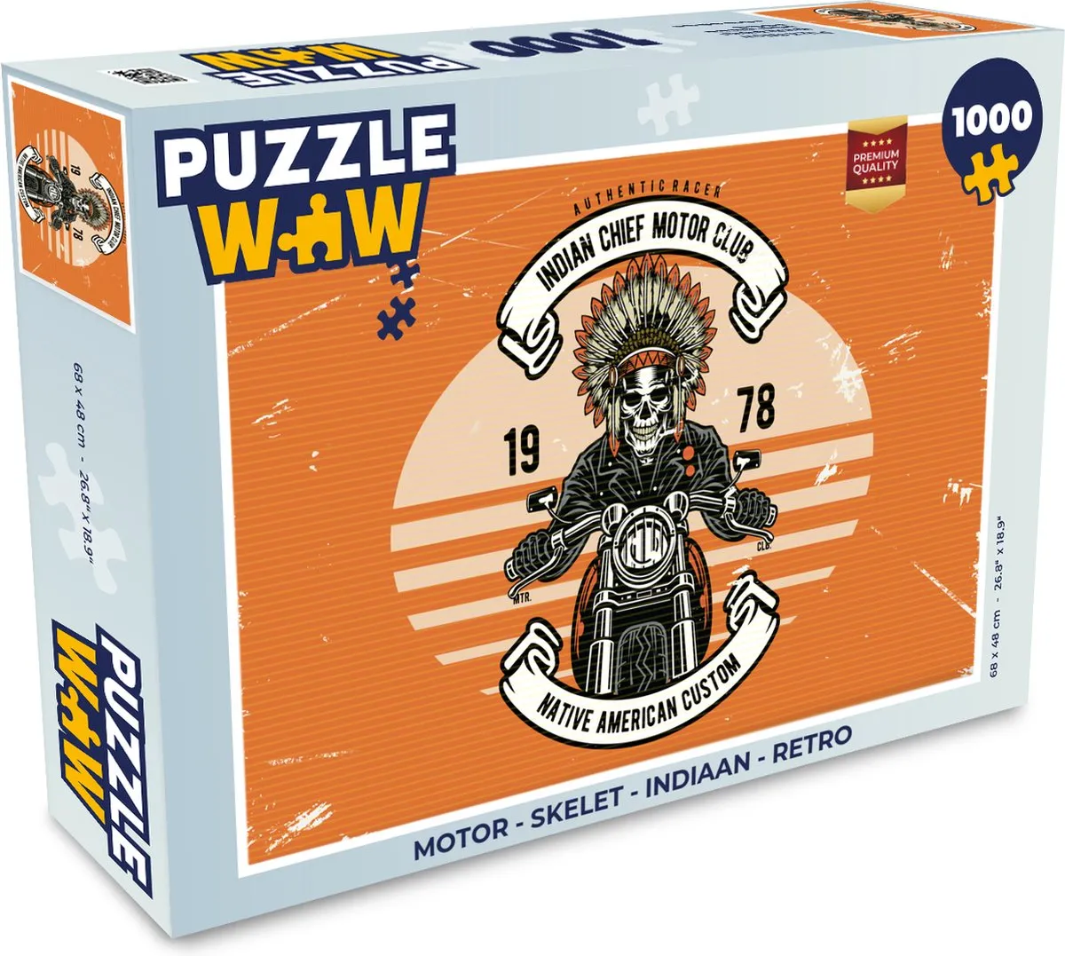 PuzzleWow Skelet Indiaan Legpuzzel 1000 Stuks - Multicolor