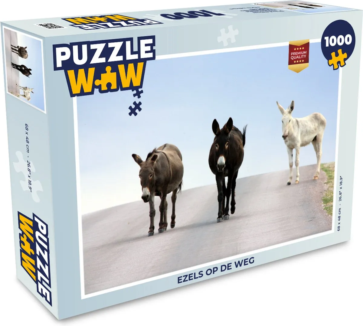 PuzzleWow Ezels op de weg Legpuzzel 1000 Stuks - Multicolor