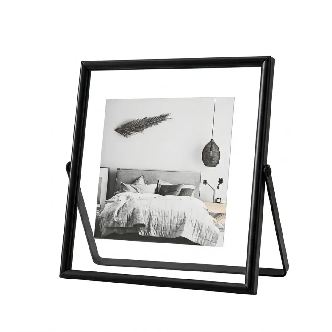 Zwart metalen fotolijst transparant acryl