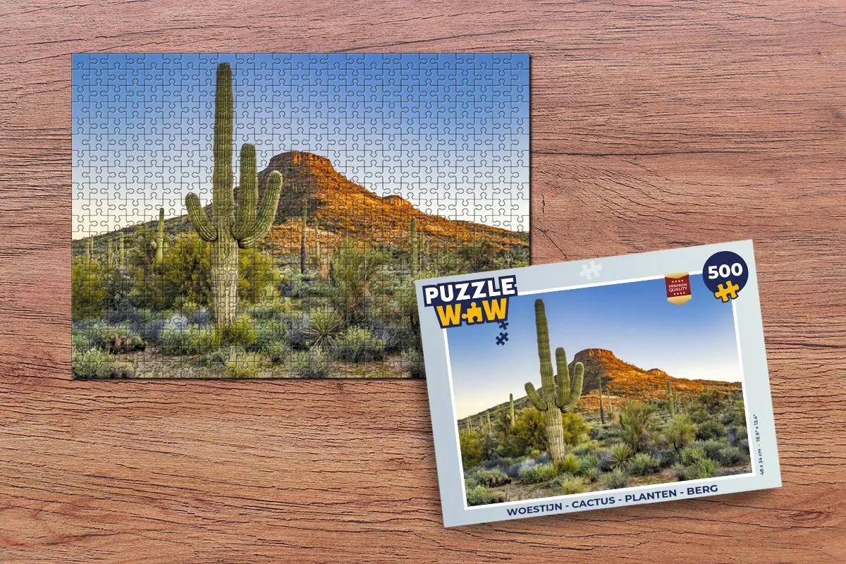 PuzzleWow Woestijn Cactus Legpuzzel 500 Stuks - Multicolor