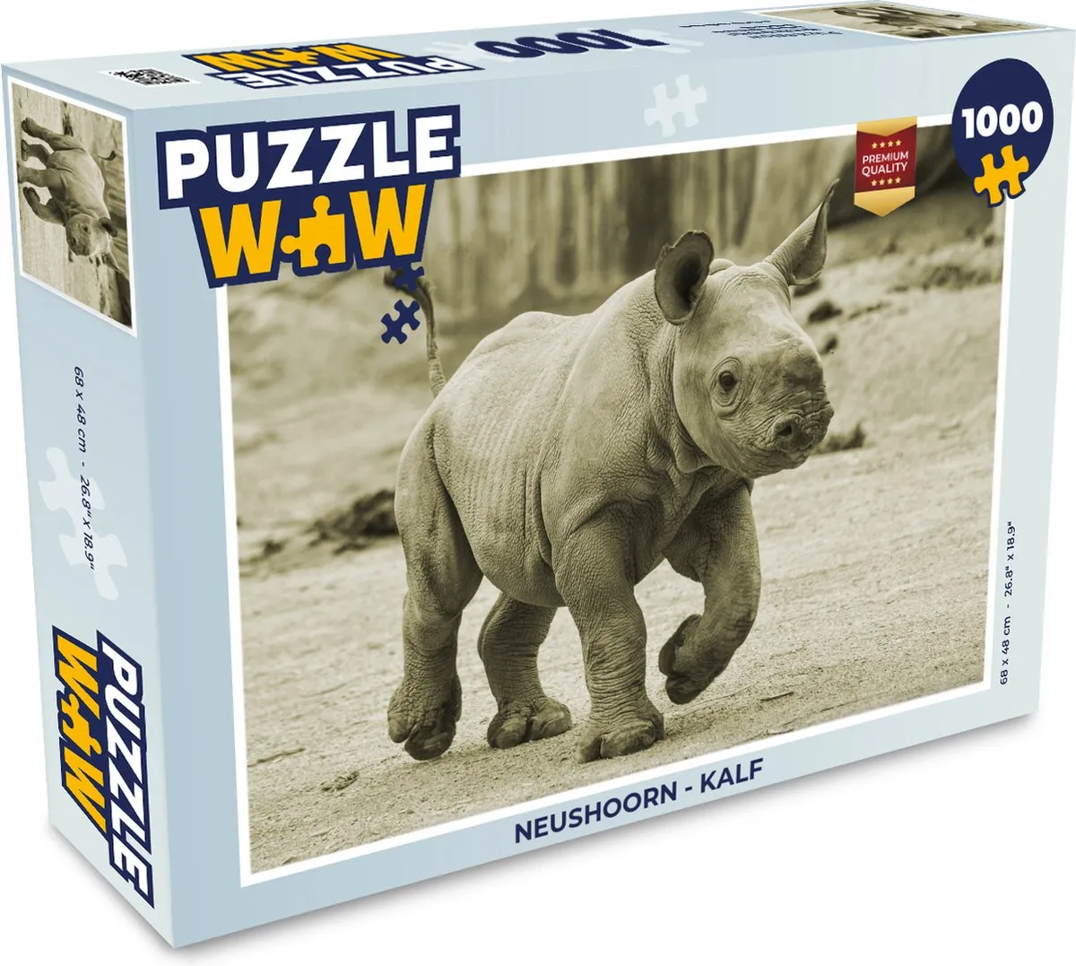 PuzzleWow Neushoorn Legpuzzel 1000 Stuks
