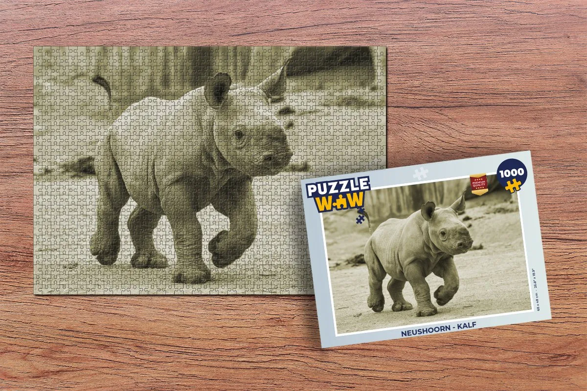 PuzzleWow Neushoorn Legpuzzel 1000 Stuks - Multicolor