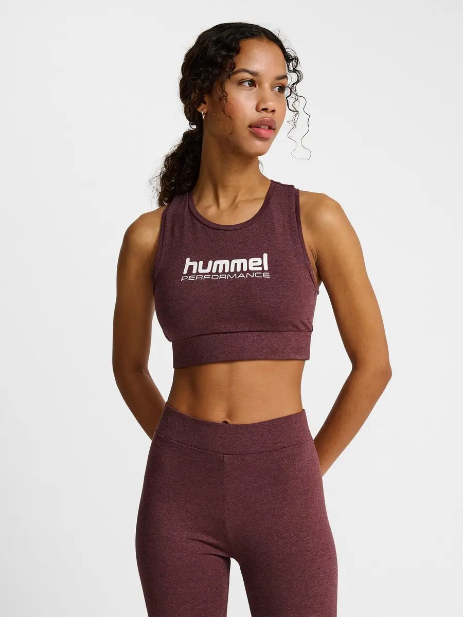Hummel Pulse Logo Light Support Bra - Fudge Melange M - afbeelding 6 van 6