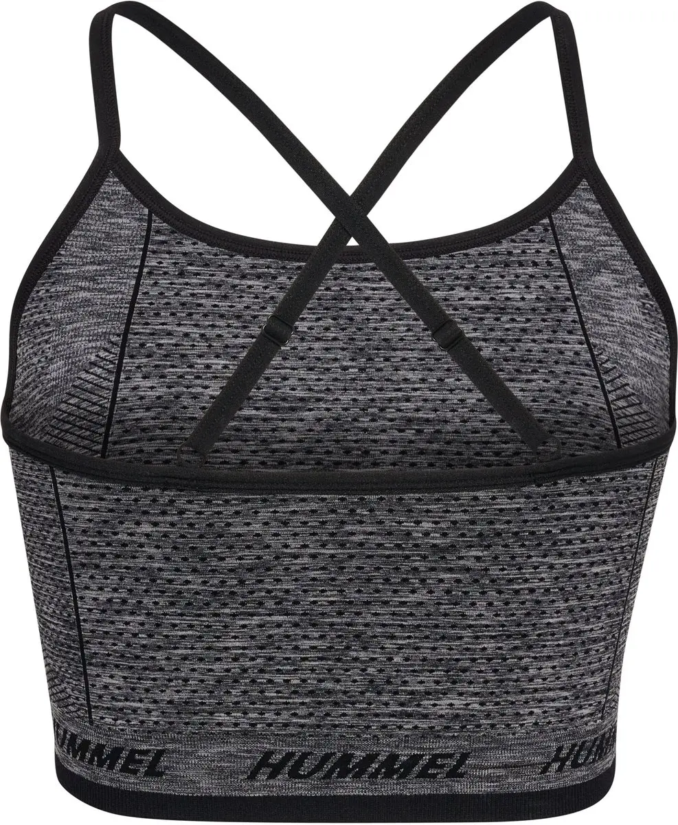 Hummel TE Cami Sportbeha - XS - Black Melange - afbeelding 2 van 6