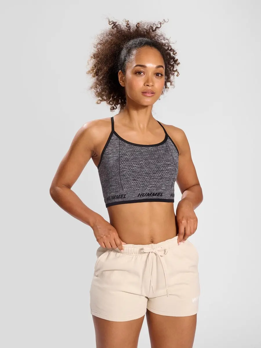 Hummel TE Cami Sportbeha - XS - Black Melange - afbeelding 4 van 6