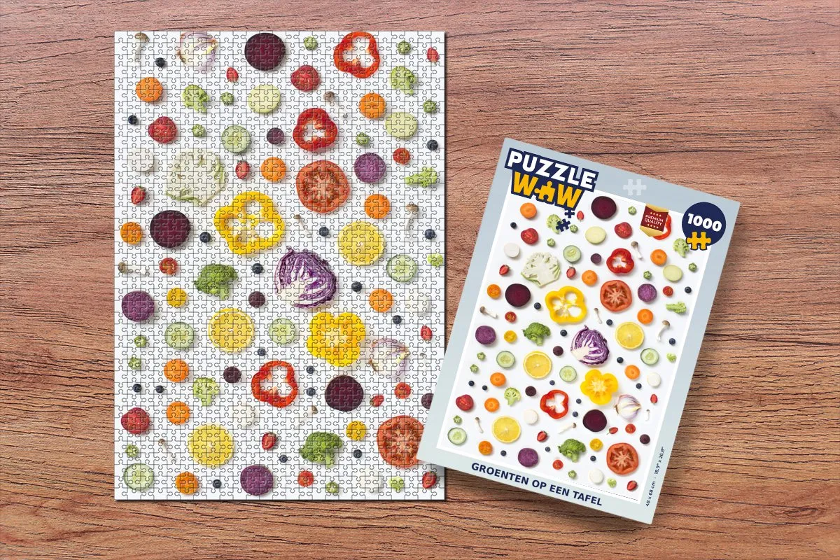 PuzzleWow Groenten op een Tafel Legpuzzel 1000 Stuks - Multicolor