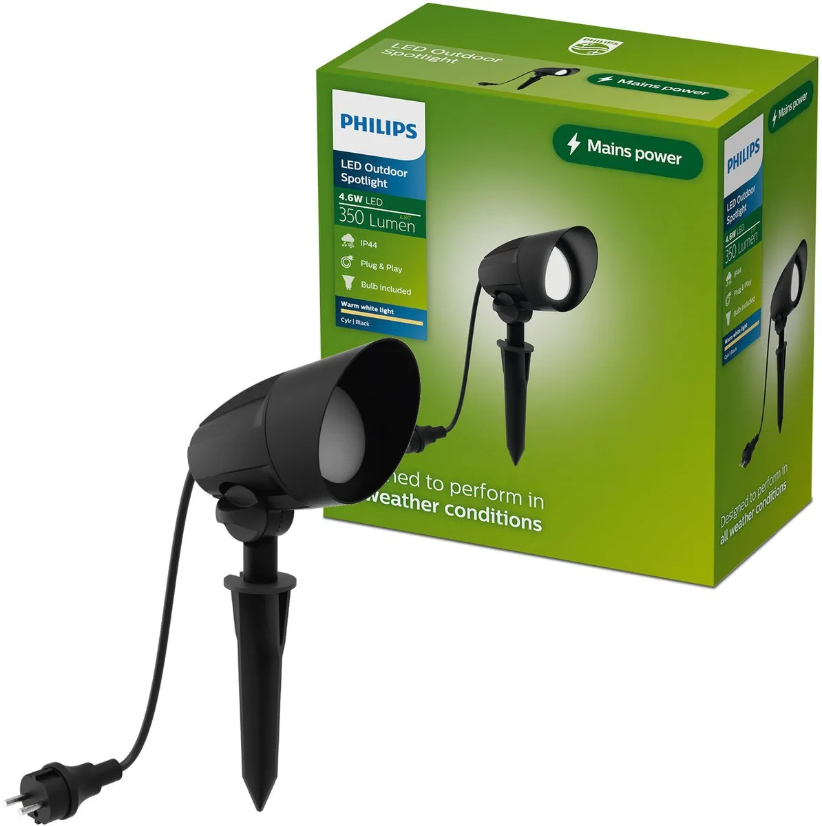 Philips Cylr Grondspot Buitenverlichting Zwart - 2700K - IP44