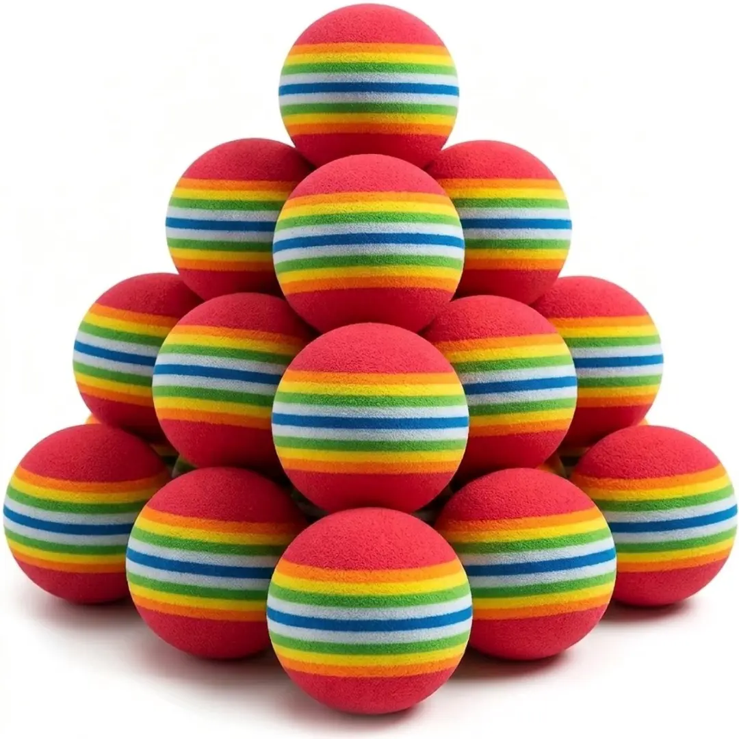 Regenboog rood golf oefen ballen set van 16 voor heren en dames – 42 mm schuim golfballen – zachte golf trainings ballen voor binnen en buiten – golf trainings materiaal