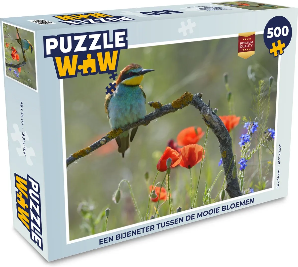 PuzzleWow Legpuzzel Een Bijeneter tussen de mooie bloemen 500 Stuks