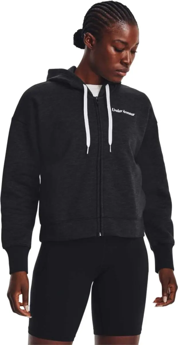 Under Armour Essential Fleece Script FZ Hoodie 1374106-001 - XS Zwart - afbeelding 2 van 2