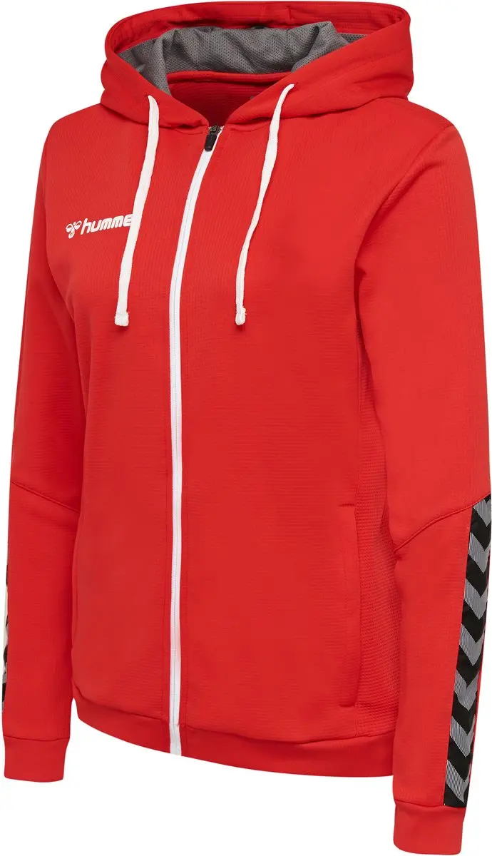 Hummel HmlAUTHENTIC Poly Zip Hoodie Vrouw - TRUE RED - afbeelding 2 van 6