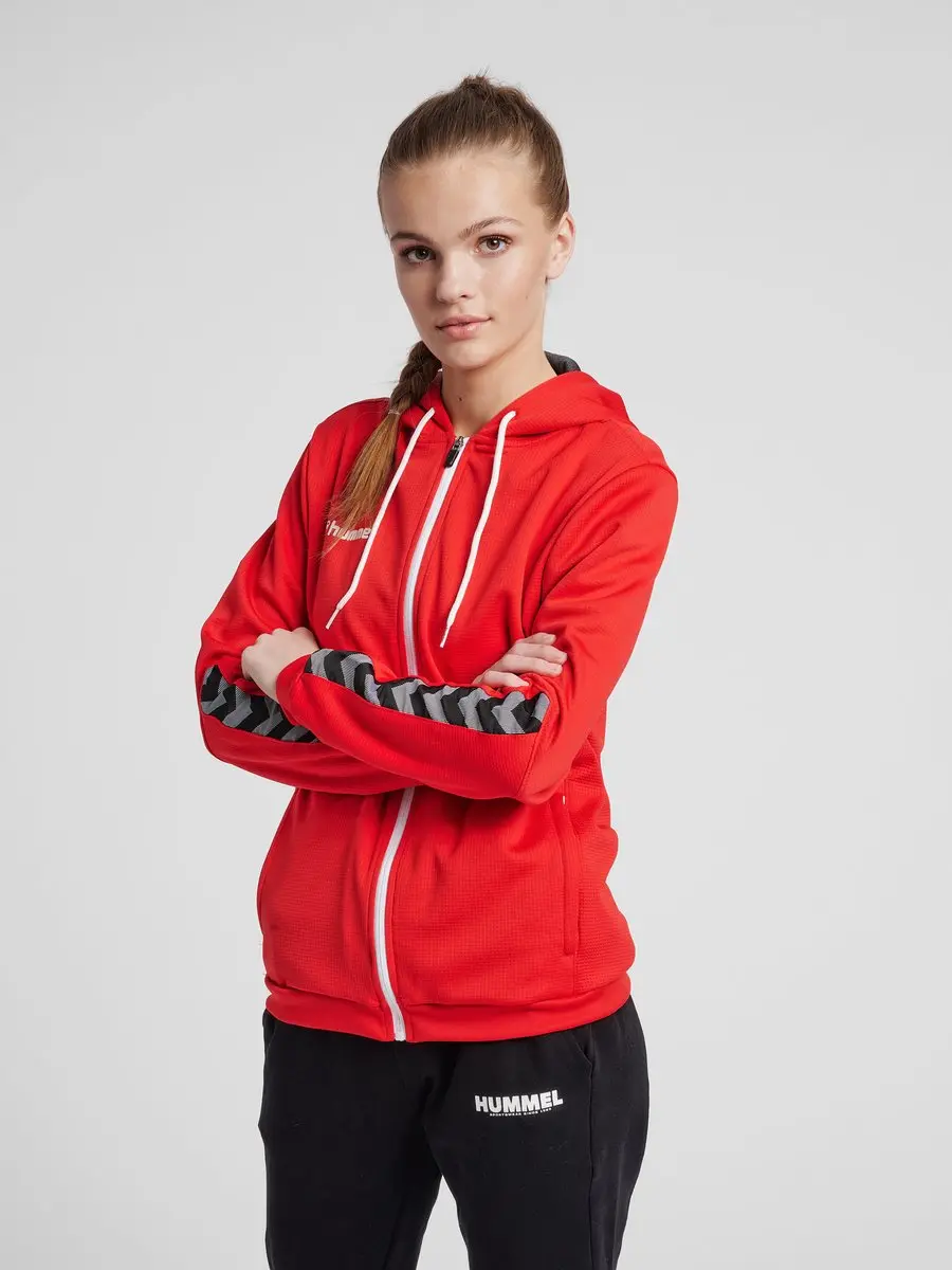 Hummel HmlAUTHENTIC Poly Zip Hoodie Vrouw - TRUE RED - afbeelding 4 van 6